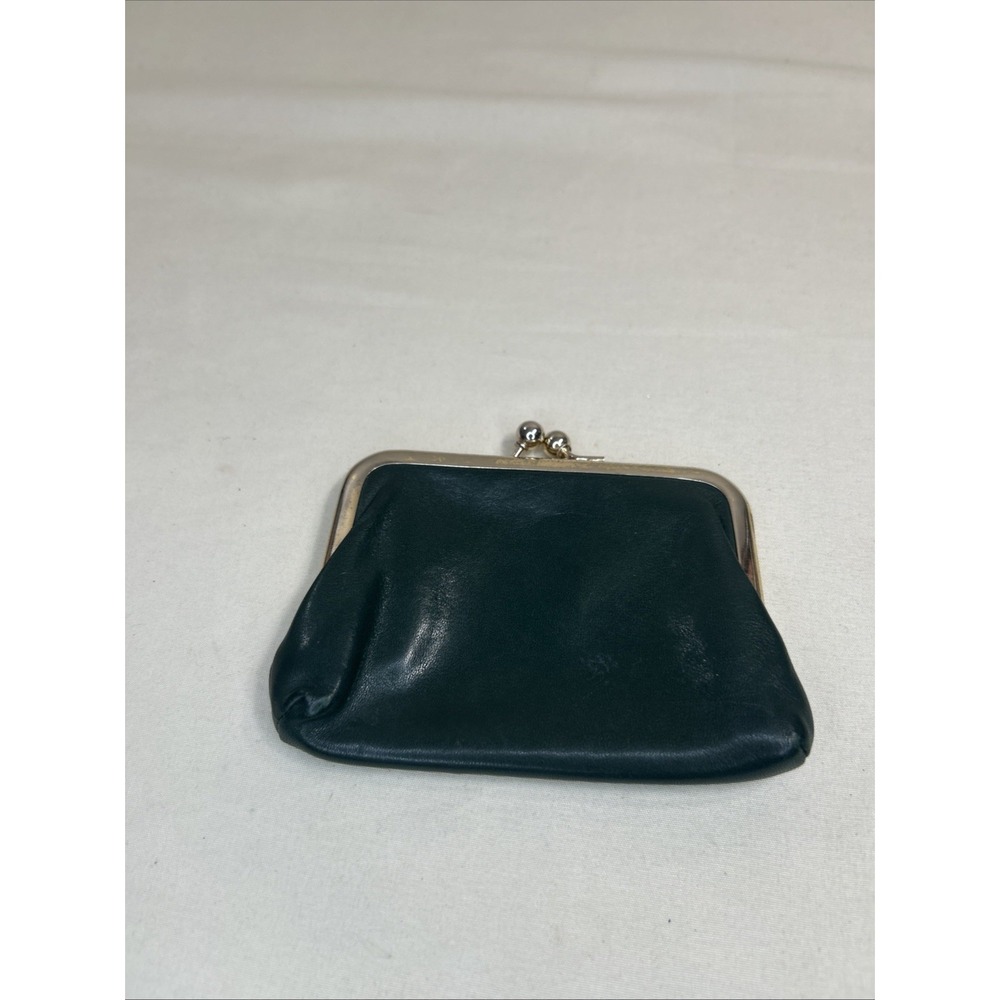 Vintage Lisa Loren Leather Hunter Green Change Purse Nappa Cowhide